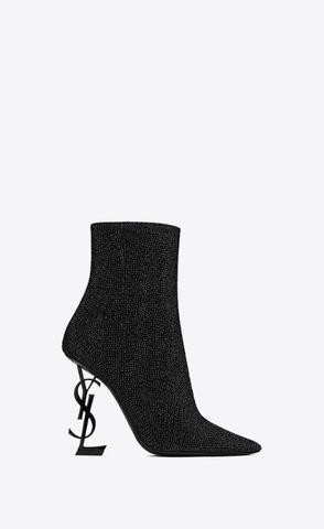 유럽직배송 입생로랑 부츠 SAINT LAURENT opyum booties in suede and rhinestone with black heel 6997170TP011012