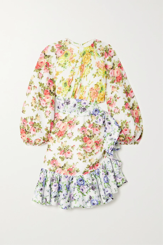 유럽직배송 짐머만 미니원피스 ZIMMERMANN + NET SUSTAIN wrap-effect ruffled floral-print organic linen mini dress 38063312420600215