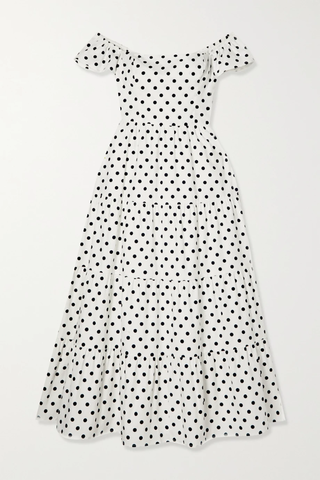 유럽직배송 리포메이션 원피스 REFORMATION Derek off-the-shoulder polka-dot organic cotton-blend midi dress 1647597283630972