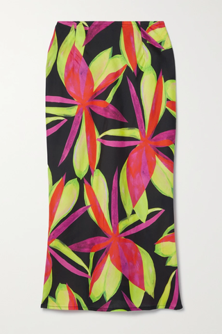 유럽직배송 루이자발루 스커트 LOUISA BALLOU Floral-print cotton and silk-blend midi skirt 43769801098566238