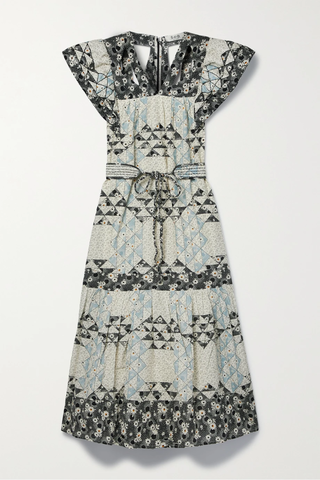 유럽직배송 SEA Clemence belted cutout patchwork cotton-voile midi dress 1647597284004683