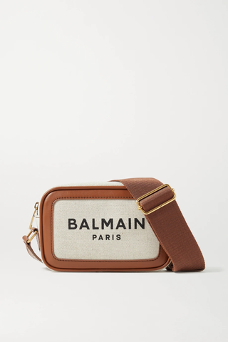 유럽직배송 발망 숄더백 BALMAIN B-Army leather-trimmed printed canvas shoulder bag 22527730565999201