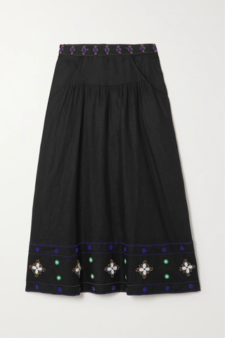 유럽직배송 살로니 스커트 SALONI Della B bead-embellished linen midi skirt 38063312420525593
