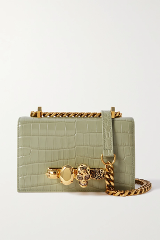 유럽직배송 알렉산더맥퀸 숄더백 ALEXANDER MCQUEEN Jewelled Satchel embellished croc-effect leather shoulder bag 1647597277634142