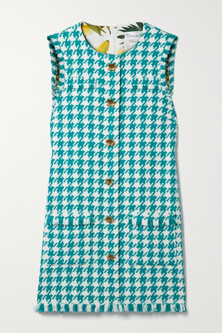 유럽직배송 오스카르데라렌타 미니원피스 OSCAR DE LA RENTA Embellished gingham cotton-blend tweed mini dress 38063312420825973