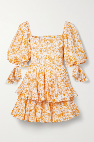 유럽직배송 캐롤라인 콘스타스 미니원피스 CAROLINE CONSTAS Finley shirred floral-print cotton-blend poplin mini dress 38063312420537704