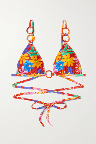 유럽직배송 팻보 비키니 PATBO Aster embellished floral-print triangle bikini top 42247633207905053