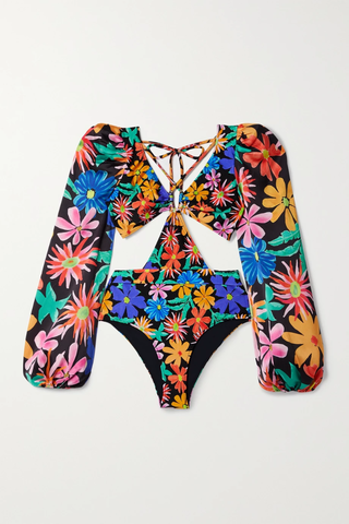 유럽직배송 팻보 PATBO Aster crepe de chine-paneled cutout floral-print swimsuit 42247633207906421