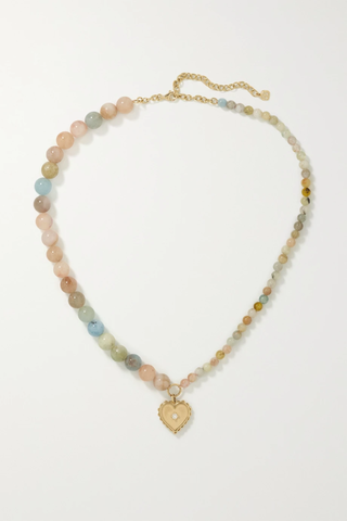 유럽직배송 시드니에반 목걸이 SYDNEY EVAN Large Scallop Heart 14-karat gold, morganite and diamond necklace 38063312418970734