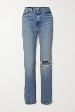 유럽직배송 리던 청바지 RE/DONE 70s distressed high-rise straight-leg organic jeans 45666037504839288