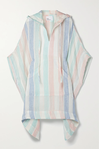 유럽직배송 리사마리페르난데즈 LISA MARIE FERNANDEZ Oversized hooded striped linen-blend gauze poncho 45666037504791404