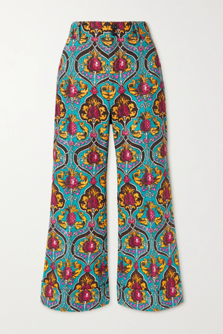 유럽직배송 라더블제이 팬츠 LA DOUBLEJ Hendrix cropped printed cotton-blend straight-leg pants 38063312420399779