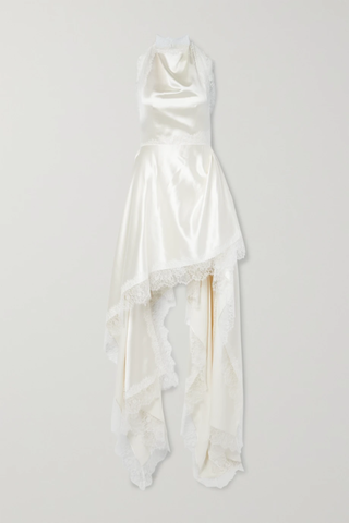 유럽직배송 다니엘프랑켈 DANIELLE FRANKEL Carrie lace-trimmed wool and silk-blend charmeuse gown 38063312419396744