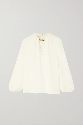 유럽직배송 발렌티노 블라우스 VALENTINO Chain-embellished silk-cady blouse 42247633208865925