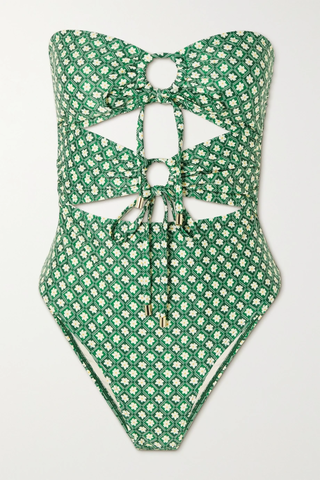 유럽직배송 PEONY + NET SUSTAIN strapless cutout floral-print stretch-ECONYL swimsuit 45666037505039992