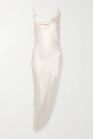 유럽직배송 플뢰르드말 원피스 FLEUR DU MAL Asymmetric faux pearl-embellished silk-satin dress 38063312420530961