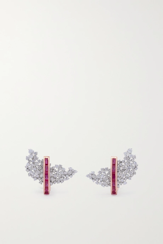 유럽직배송 ANANYA Scatter 18-karat rose and white gold diamond and ruby earrings 1647597283549427