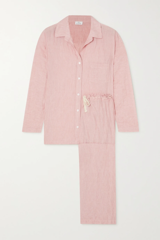 유럽직배송 POUR LES FEMMES Crinkled organic cotton-blend voile pajama set 13452677151783540
