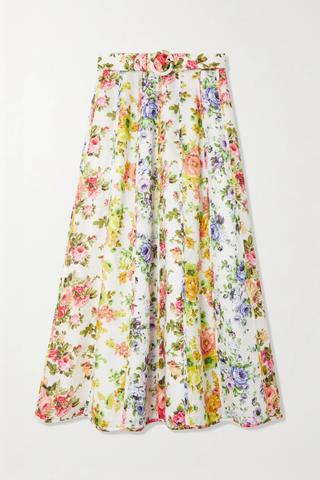 유럽직배송 짐머만 스커트 ZIMMERMANN + NET SUSTAIN belted paneled floral-print organic linen midi skirt 38063312420600223