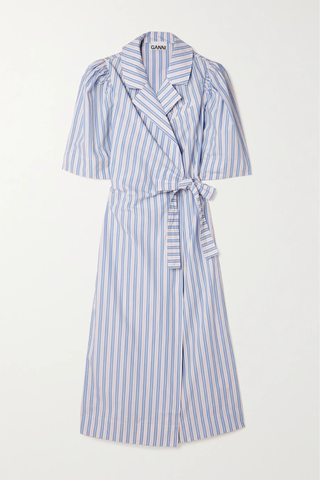 유럽직배송 가니 원피스 GANNI Striped belted organic cotton-poplin wrap midi dress 38063312420359238