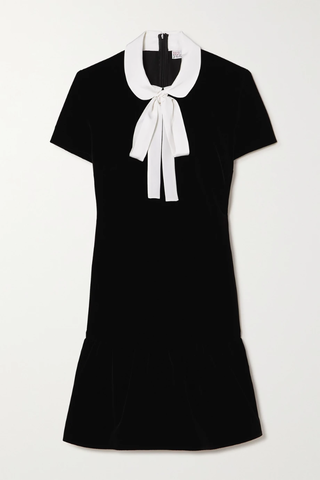 유럽직배송 레드발렌티노 미니원피스 REDVALENTINO Bow-detailed cotton-blend velvet mini dress 43769801095382353
