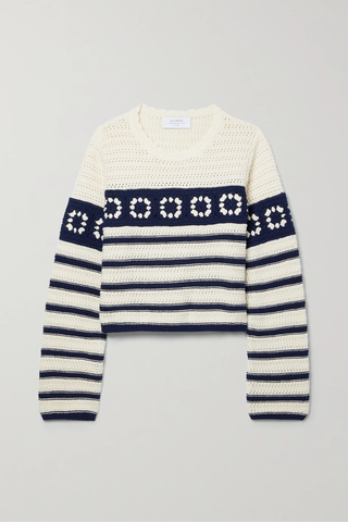 유럽직배송 라린 스웨터 LA LIGNE Striped crocheted cotton sweater 38063312420535552