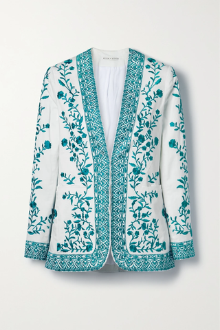 유럽직배송 앨리스앤올리비아 블레이저 ALICE + OLIVIA Chriselle embroidered cotton-blend blazer 38063312420756534