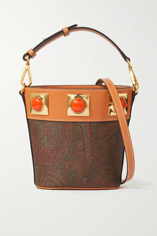 유럽직배송 에트로 버킷백 ETRO Embellished leather-trimmed printed coated cotton-canvas bucket bag 1647597276596523