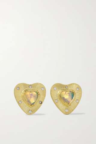 유럽직배송 BROOKE GREGSON Heart 18-karat gold, opal and diamond earrings 45666037504927853