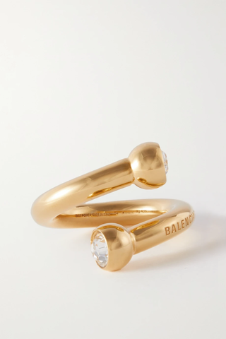 유럽직배송 발렌시아가 반지 BALENCIAGA Force Ball gold-plated crystal ring 30629810019801750