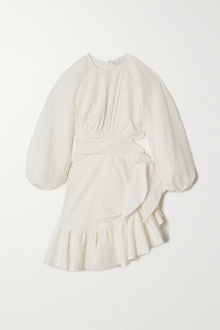 유럽직배송 짐머만 미니원피스 ZIMMERMANN + NET SUSTAIN Wrap Billow cutout ruffled Swiss-dot linen and cotton-blend mini dress 38063312420600226
