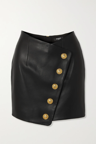 유럽직배송 발망 스커트 BALMAIN Asymmetric leather wrap mini skirt 38063312419791135