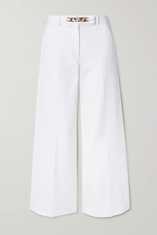 유럽직배송 발렌티노 팬츠 VALENTINO Cropped embellished cotton-blend gabardine wide-leg pants 42247633208865935