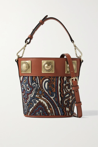 유럽직배송 에트로 숄더백 ETRO Secchiello studded leather-trimmed embroidered canvas shoulder bag 1647597277348590