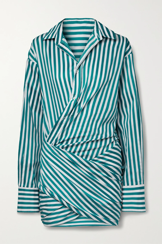 유럽직배송 몬세 원피스 MONSE Wrap-effect striped cotton-poplin mini shirt dress 38063312419571593