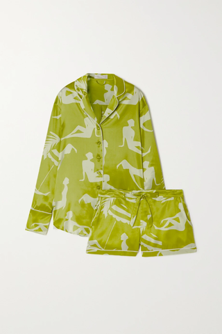 유럽직배송 올리비아본할 파자마세트 OLIVIA VON HALLE Alba printed silk-satin pajama set 38063312418812736