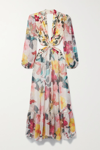 유럽직배송 팻보 원피스 PATBO Cutout floral-print chiffon and stretch-jersey maxi dress 42247633207906484