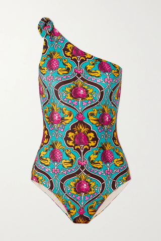 유럽직배송 라더블제이 LA DOUBLEJ Goddess one-shoulder knotted printed swimsuit 38063312420399767