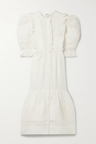 유럽직배송 SEA Kiara pintucked broderie anglaise cotton and linen-blend midi dress 1647597284004692