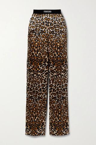 유럽직배송 톰포드 팬츠 TOM FORD Velvet-trimmed leopard-print stretch-silk satin pants 42247633208084227