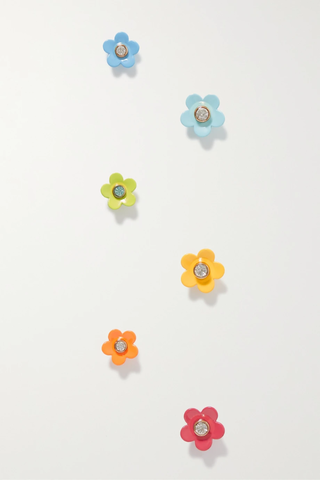 유럽직배송 록산느애슐린 싱글 귀걸이 ROXANNE ASSOULIN Flower Power set of six gold-tone, enamel and crystal single earrings 38063312419584055