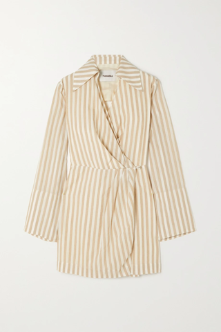 유럽직배송 나누시카 원피스 NANUSHKA Esma striped cutout cotton and linen-blend mini wrap dress 38063312420388581