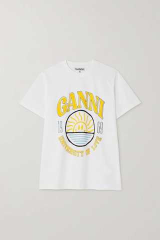 유럽직배송 가니 티셔츠 GANNI Sun University of Love printed organic cotton-jersey T-shirt 38063312420359315