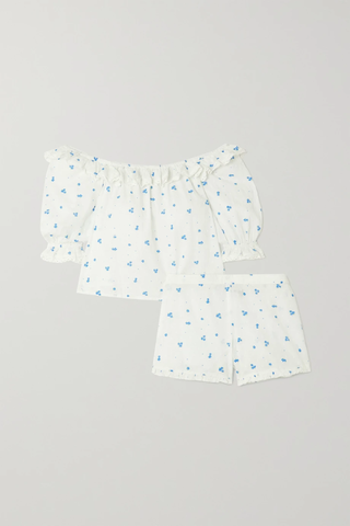 유럽직배송 릭소 파자마세트 RIXO Cece lace-trimmed embroidered floral-print cotton pajama set 45666037505010378