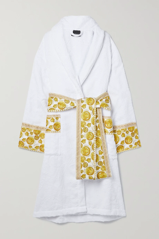 유럽직배송 베르사체 로브 VERSACE Printed poplin-trimmed cotton-terry jacquard robe 45666037505006435