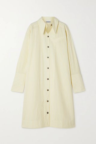 유럽직배송 가니 원피스 GANNI Striped organic cotton-seersucker midi shirt dress 38063312420359120