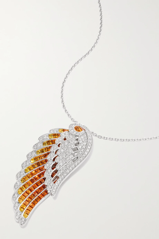 유럽직배송 GARRARD Wings Embrace Phoenix 18-karat white gold, sapphire and diamond necklace 34344356237269951