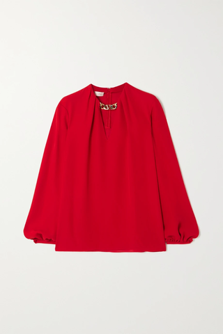 유럽직배송 발렌티노 블라우스 VALENTINO Chain-embellished silk-cady blouse 42247633208854762