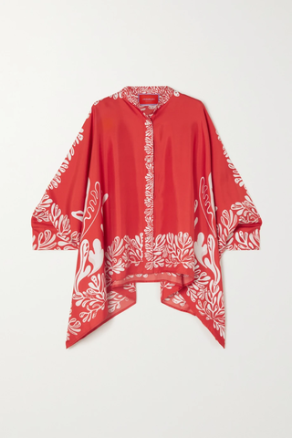 유럽직배송 라더블제이 셔츠 LA DOUBLEJ Draped printed silk-twill shirt 38063312420399741