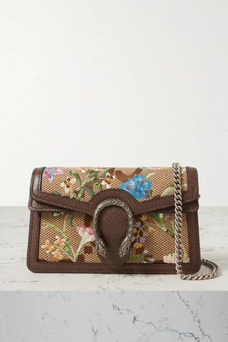 유럽직배송 구찌 디오니소스 숄더백 GUCCI Dionysus super mini leather-trimmed embroidered canvas-jacquard shoulder bag 1647597277702245